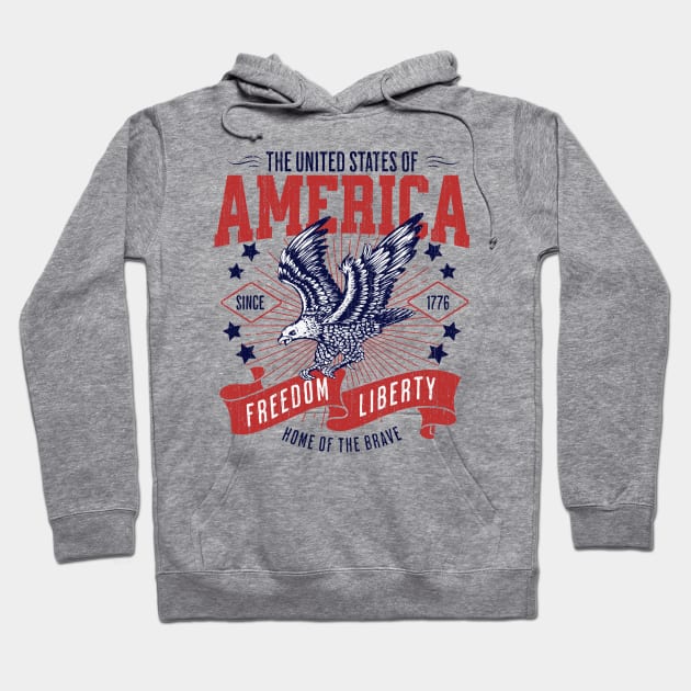 America Vintage Design Since 1776 Freedom Liberty Retro Hoodie by DetourShirts